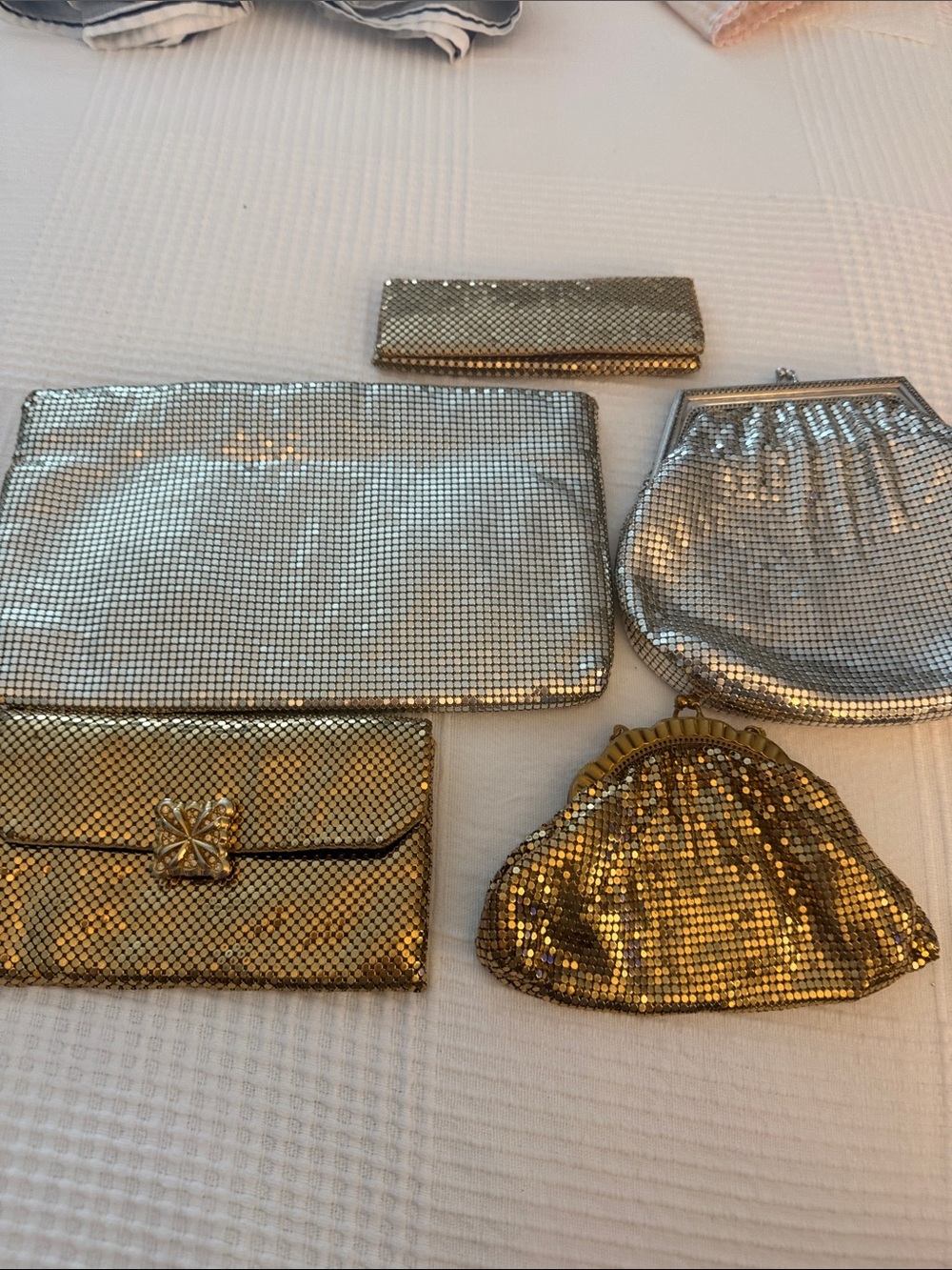 Vintage Gold and Silver Mesh Evening Clutch Set -